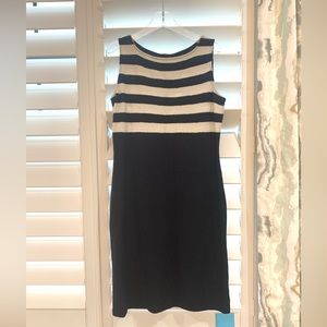 St. John Knit Black and White Striped Dress